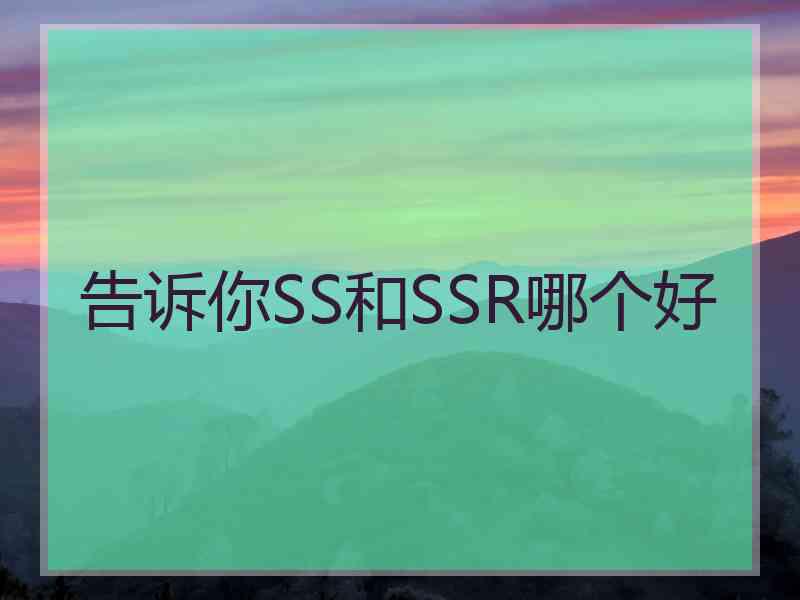 告诉你SS和SSR哪个好