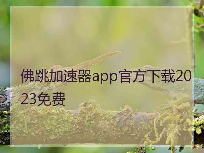 佛跳加速器app官方下载2023免费