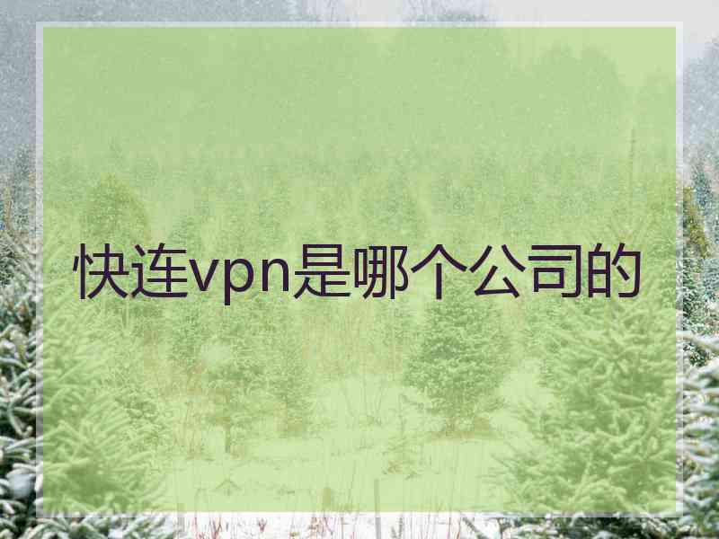 快连vpn是哪个公司的